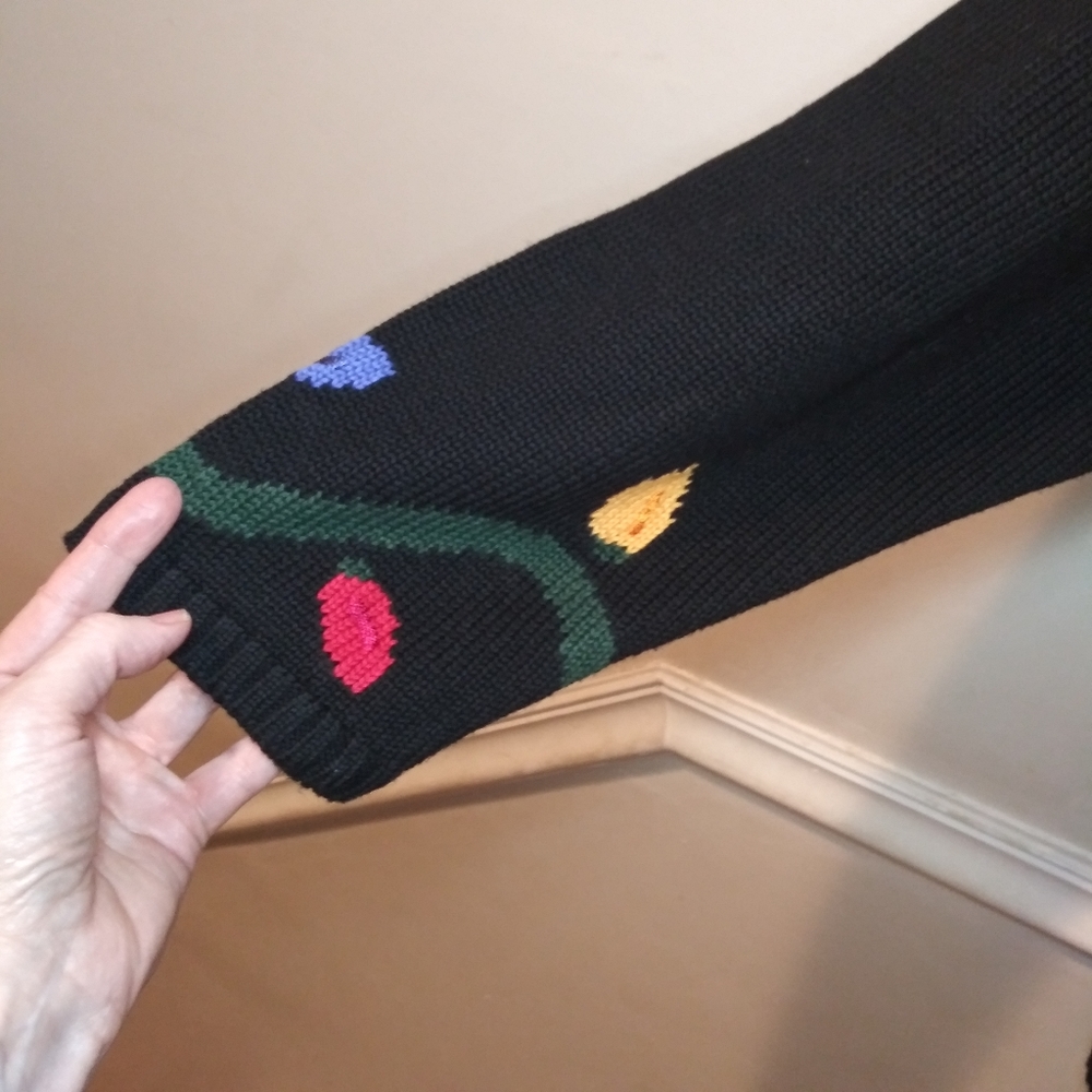 Quacker Factory Black/Multi Reindeer Teddy Bear & Christmas Lights Tunic Sweater - Picture 4 of 12